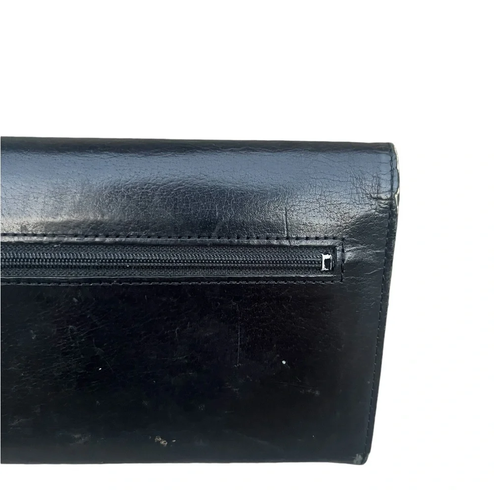 Vintage Coach Water Buffalo Combination Wallet Checkbook Black Leather 4859 Used